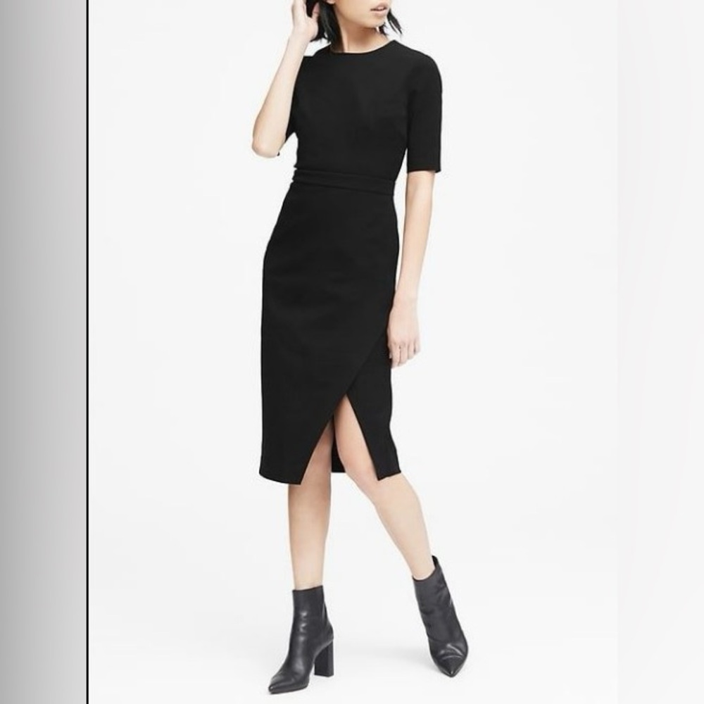 Banana Republic Dress Bi-Stretch Short-Sleeve Sheath Dress